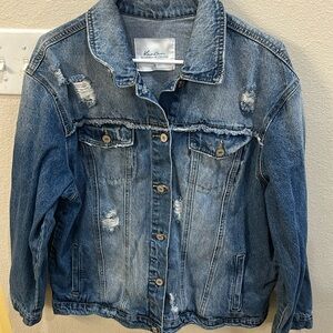 KanCan Womens distressed Denim Jean Jacket 1X